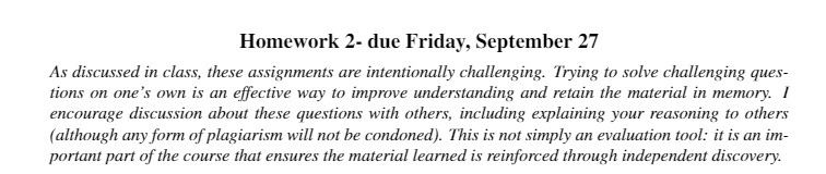 Homework 2- due Friday, September 27 As discussed