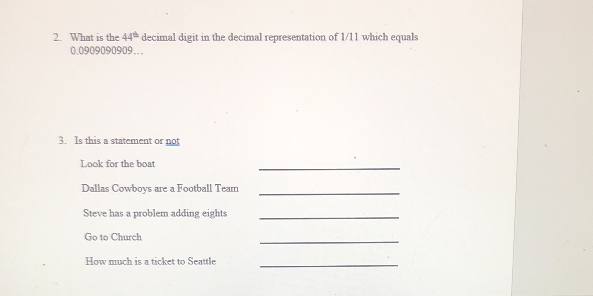 2. What is the 44th decimal digit in the decimal