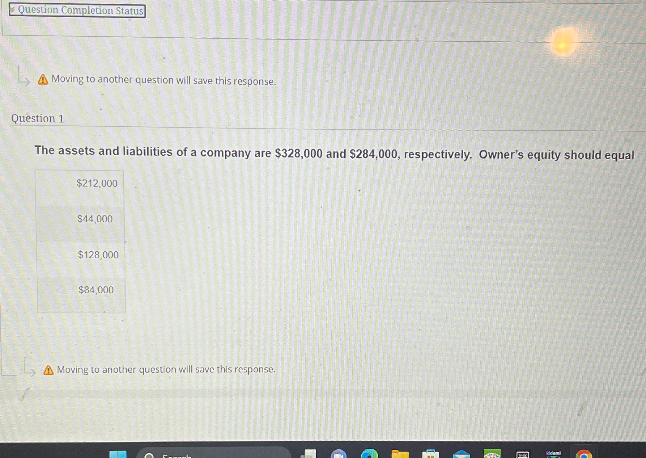 Question Completion Status Moving to another