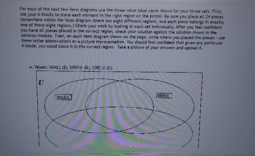 help For each of the next few Venn diagrams use