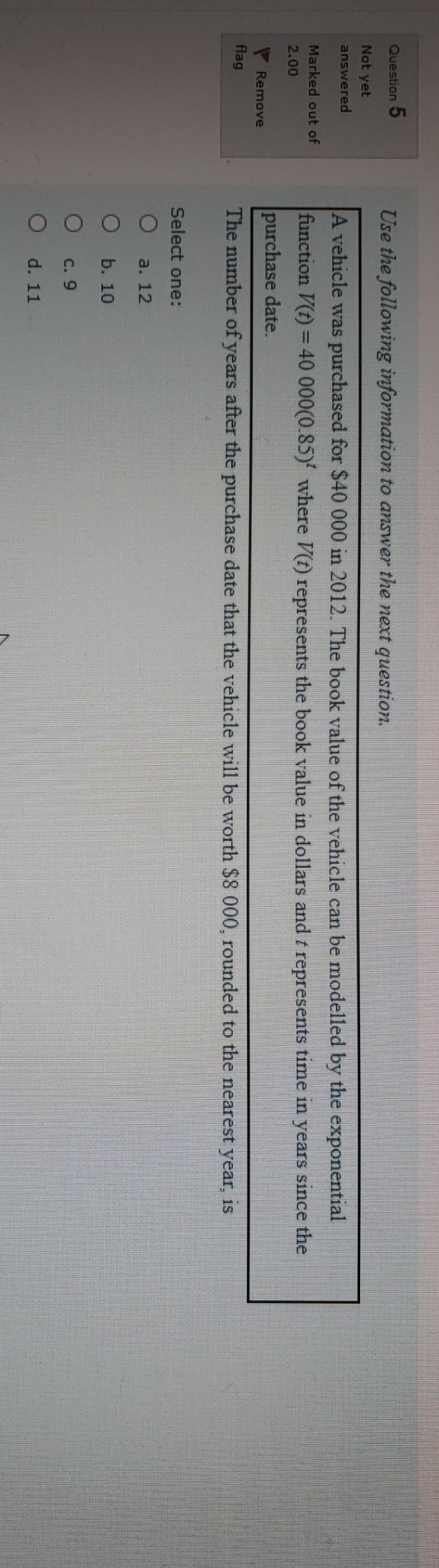 exponential functions Question 5 Use the