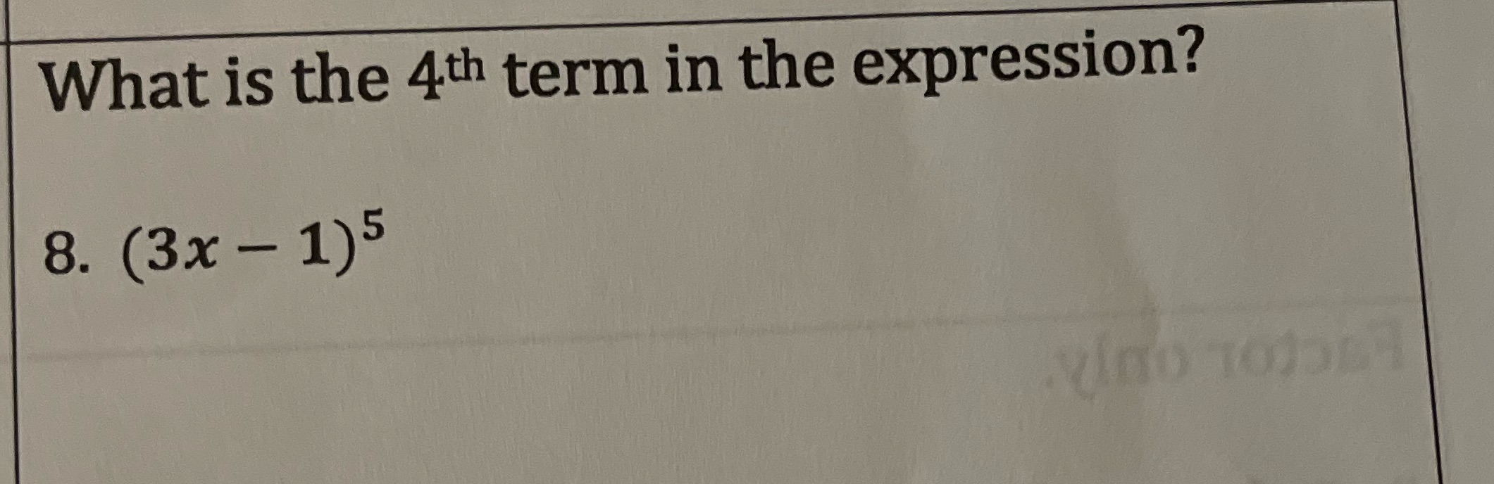Question 8 Algerbra 2. \f
