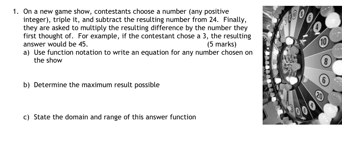 Please answer a, b And c 1. On a new game show,