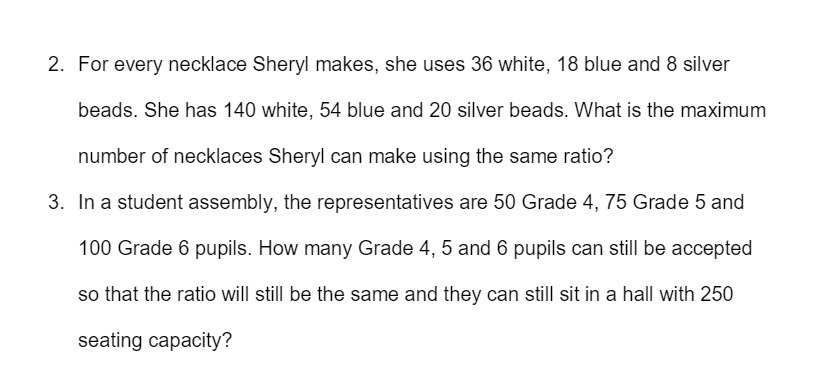 2. For every necklace Sheryl makes, she uses 36