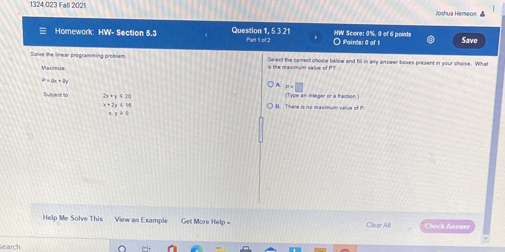 1324.023 Fall 2021 Joshua Hemeon & Homework: HW-