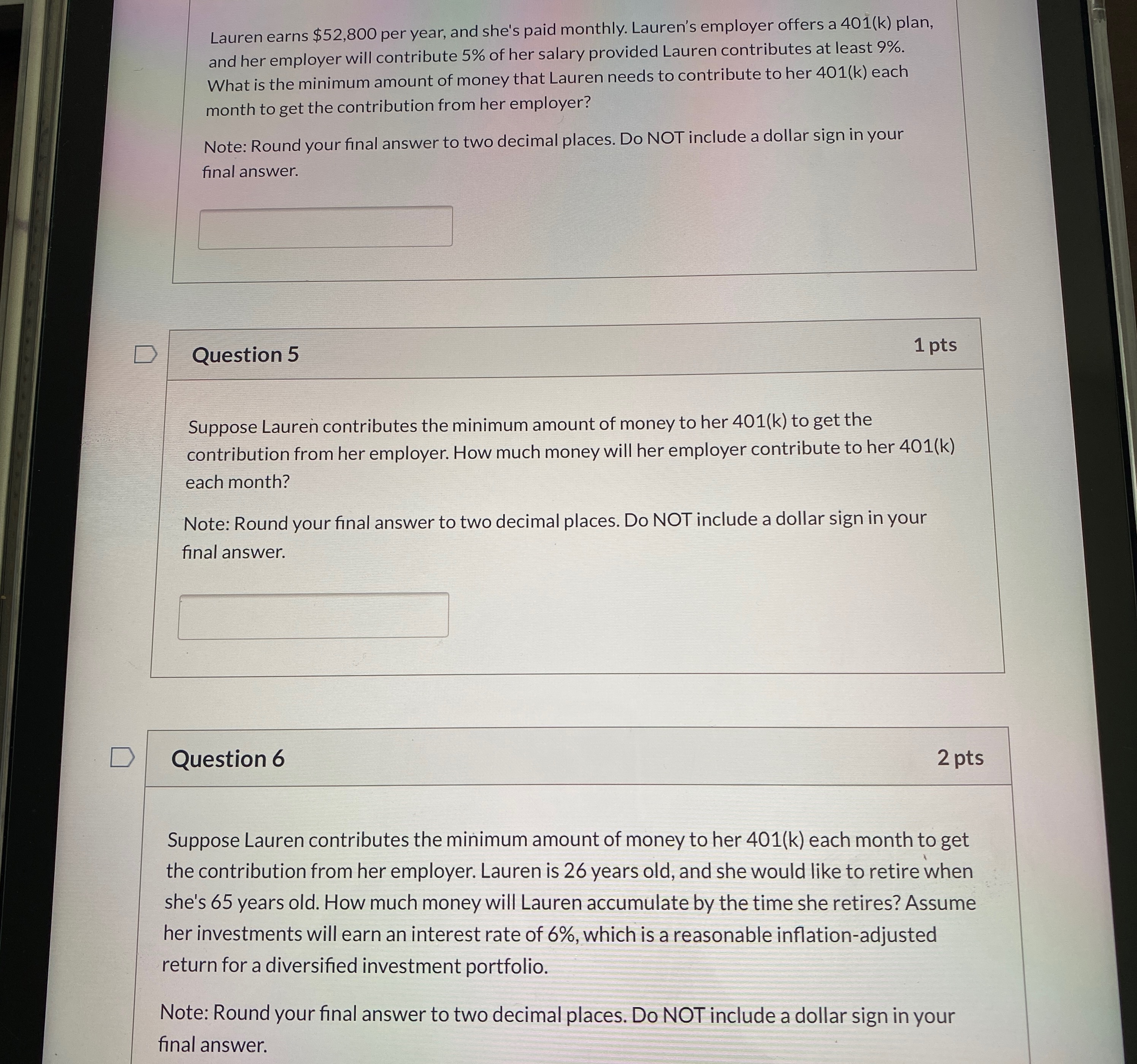 Math of money Lauren earns $52,800 per year, and