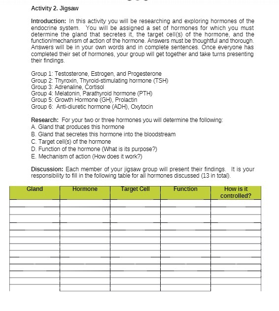Activity 2. Jigsaw Introduction: In this activity