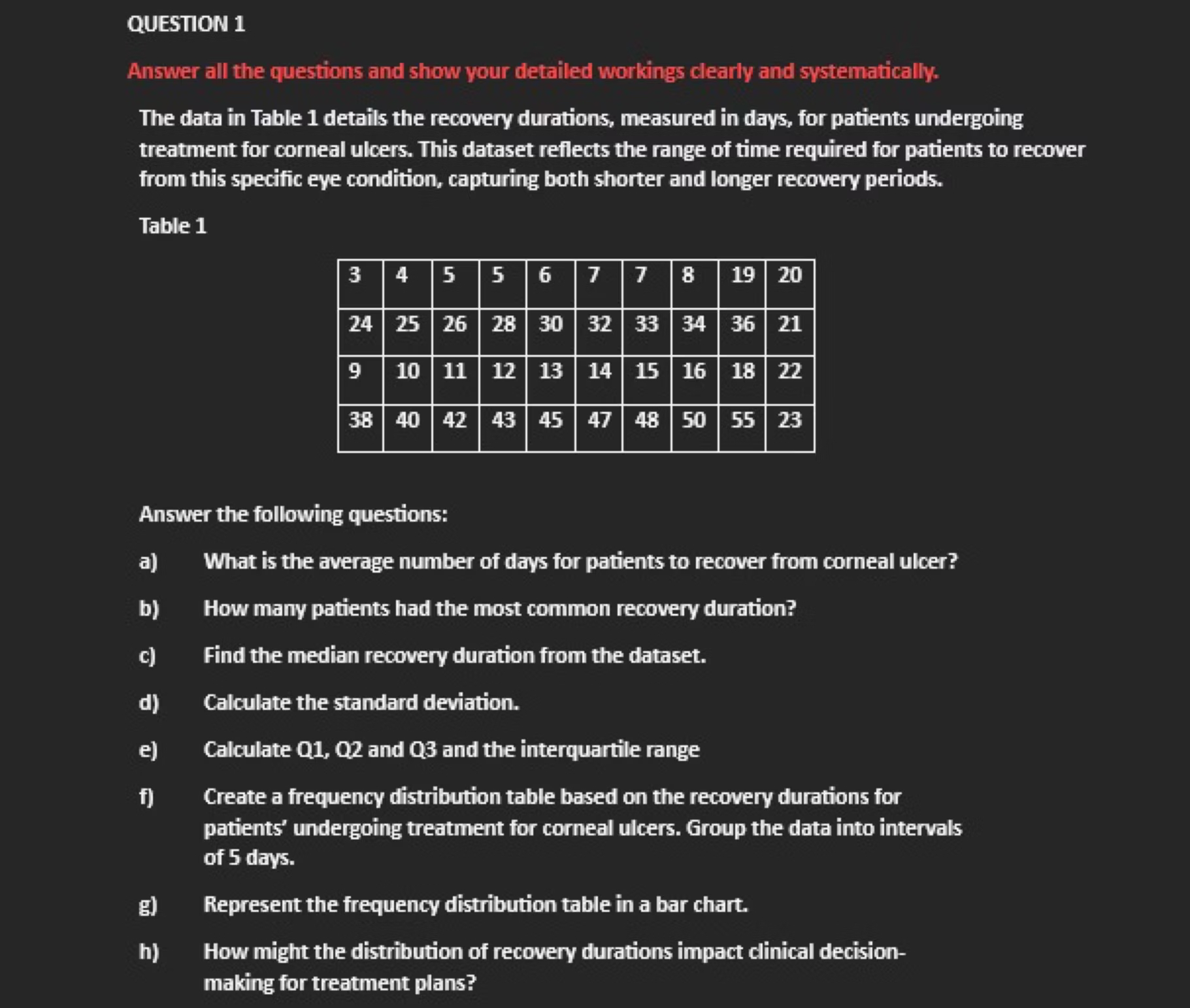 QUESTION 1 Answer all the questions and show your