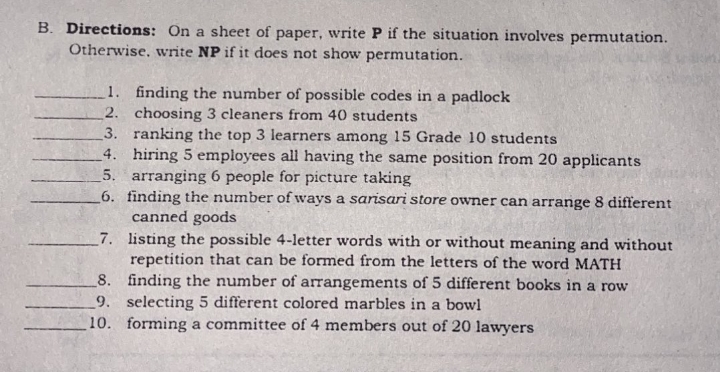 Please answer the given problems (1 to 10). Read