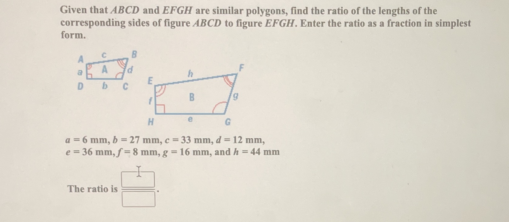 ASAP PLSSS Given that ABCD and EFGH are similar