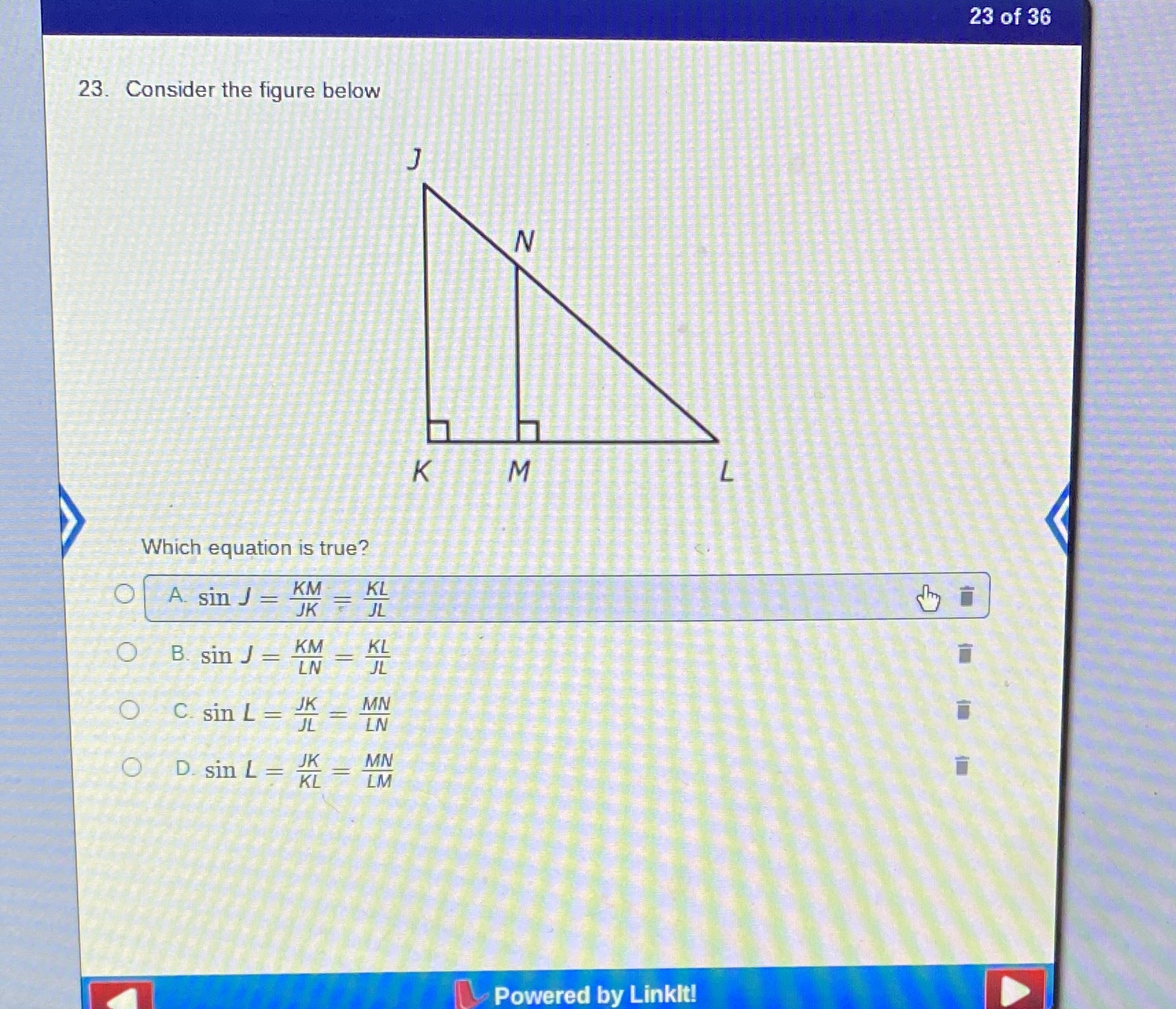 23 of 36 23. Consider the figure below N K M