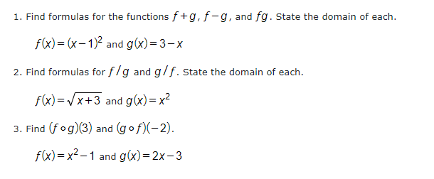 Please show work 1. Find formulas for the
