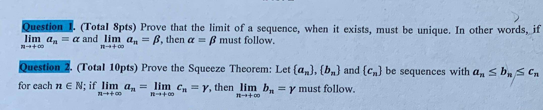 Question 1 Question 1. (Total 8pts) Prove that