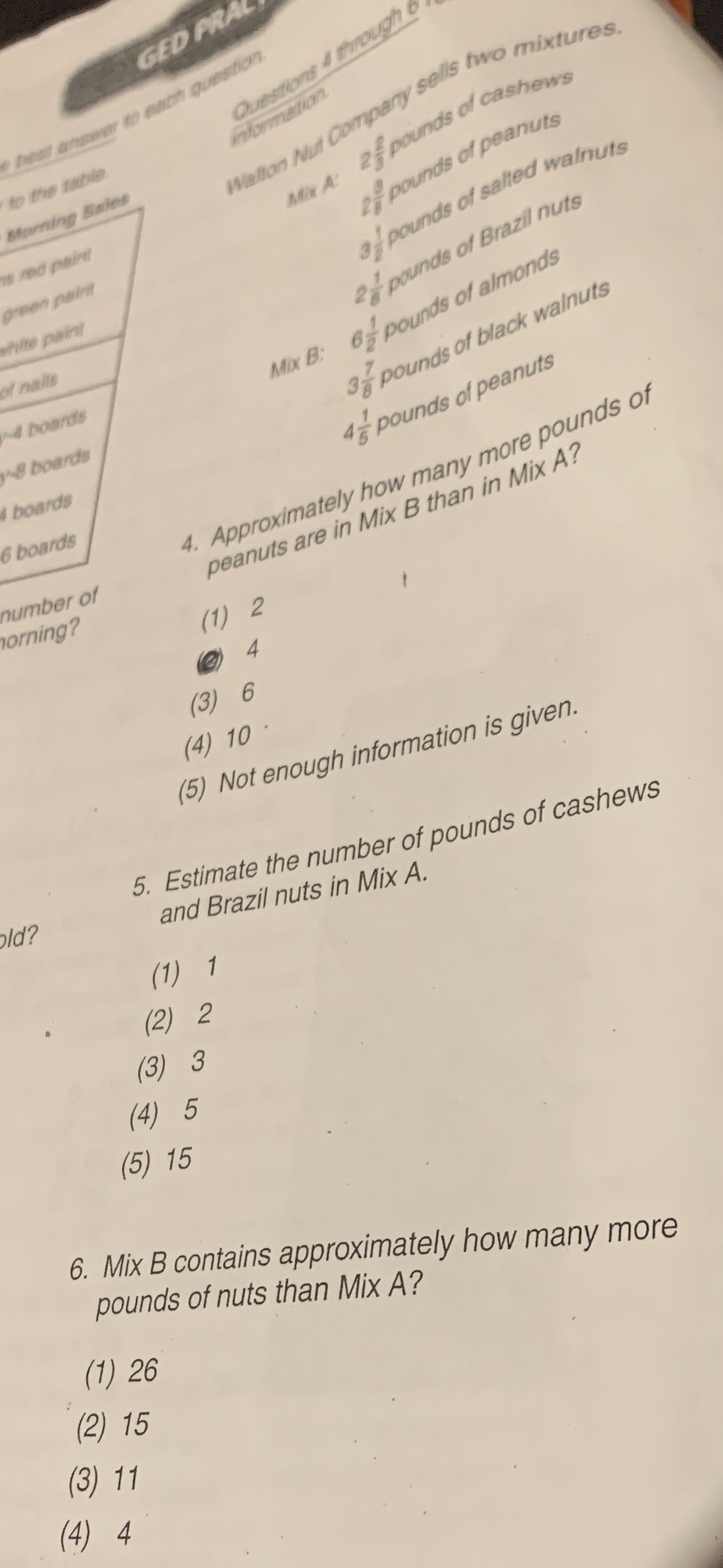 GED PRAL newer to each question. Questions &