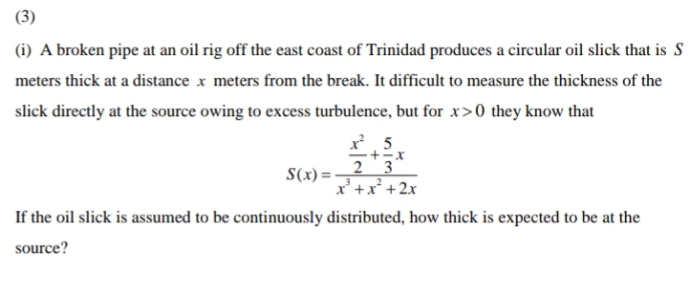 please help (3) (i) A broken pipe at an oil rig