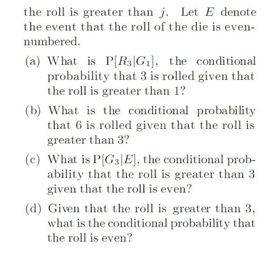 1.4.20 You have a six-sided die that you roll
