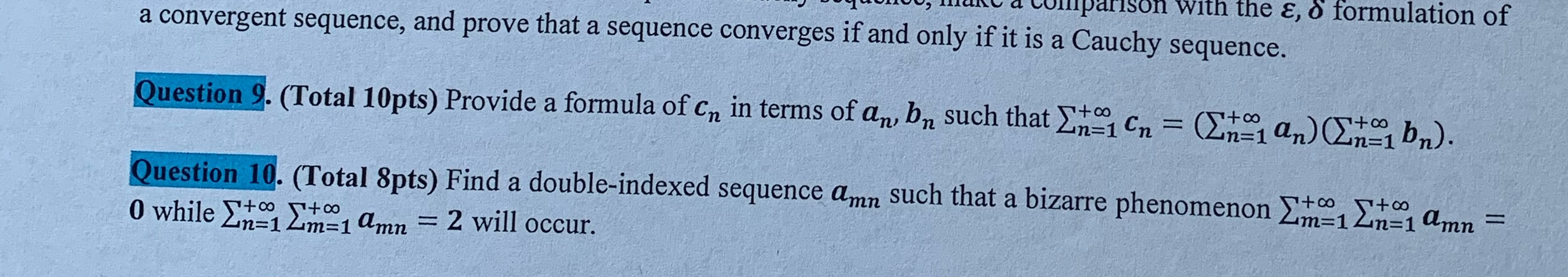 Question 9 liparison with the &, o formulation of