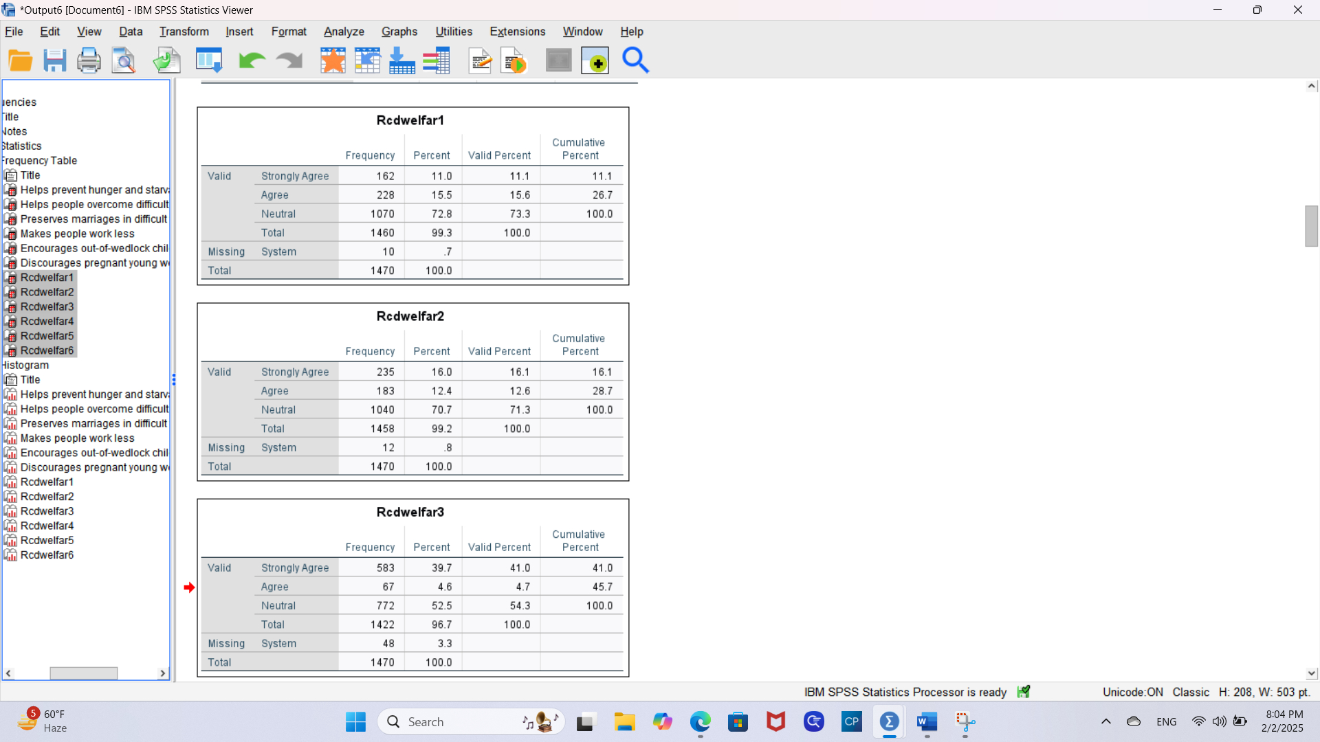 The welfare.sav dataset (available on the