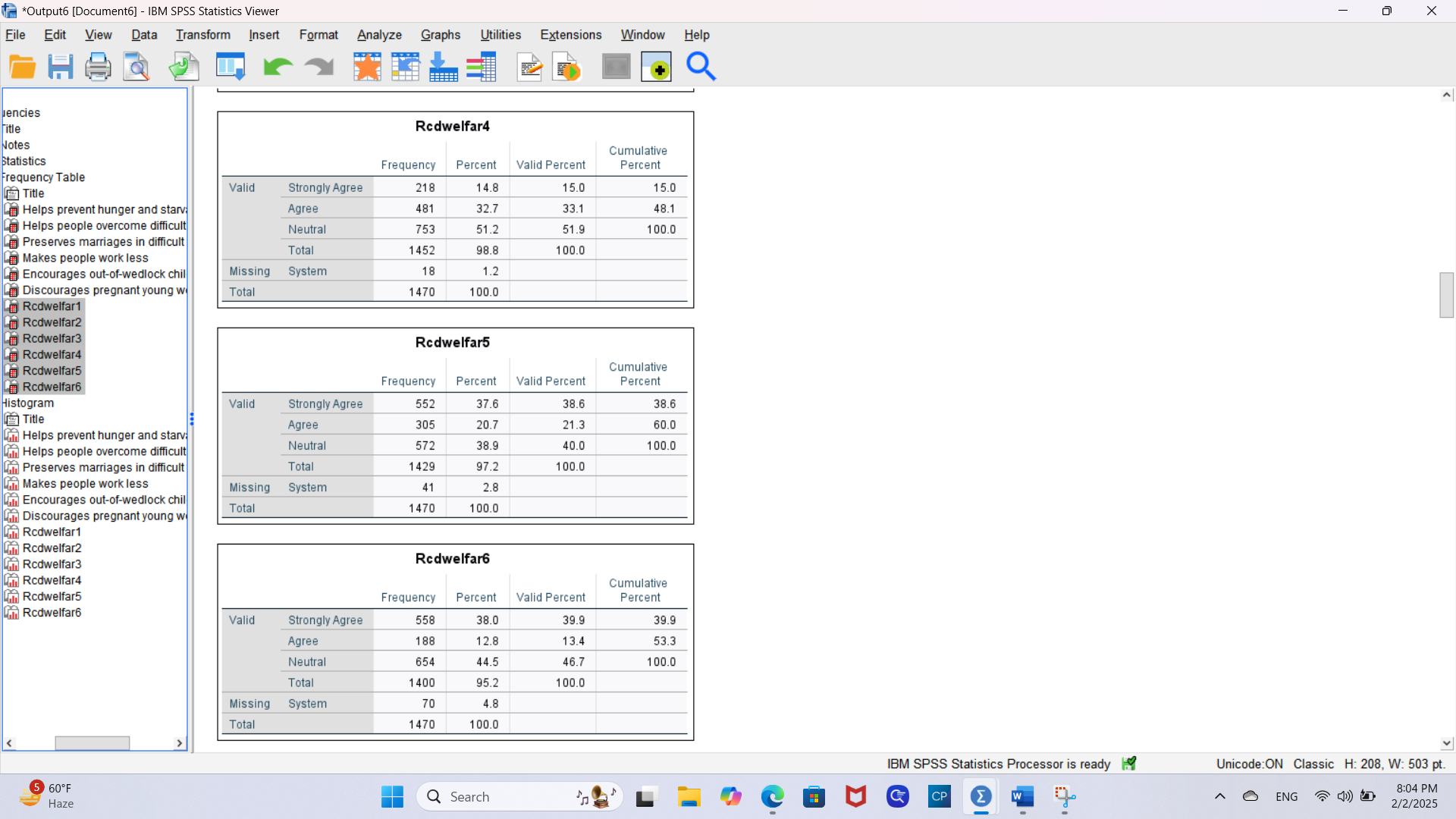 The welfare.sav dataset (available on the