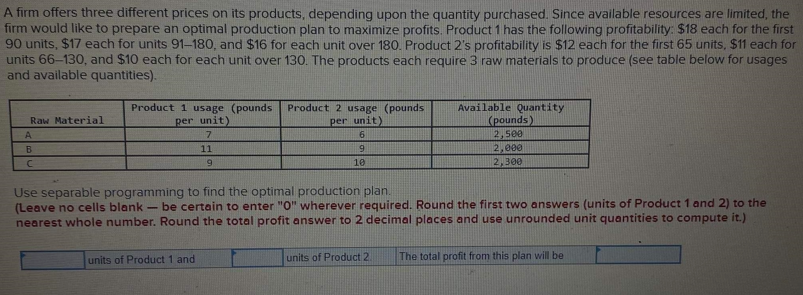 Use excel A firm offers three different prices on