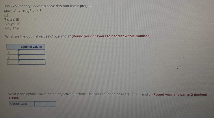 Use Evolutionary Solver to solve this non-linear
