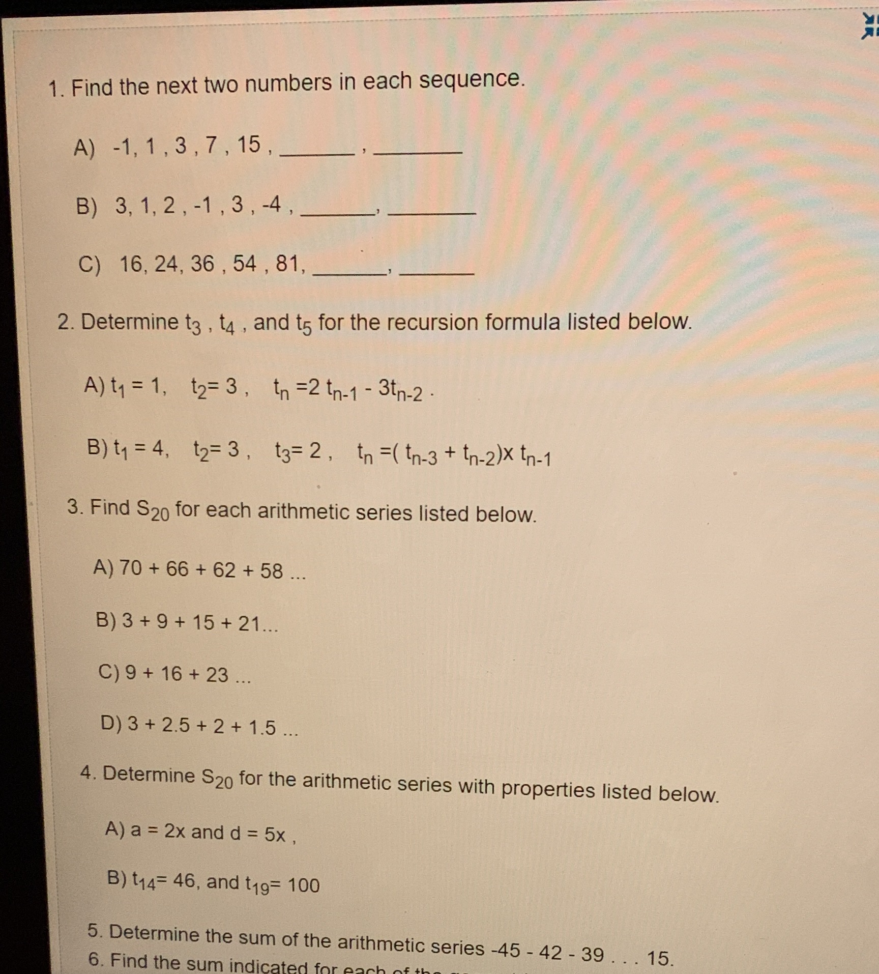 I've been extremely stuck on these 5 questions I