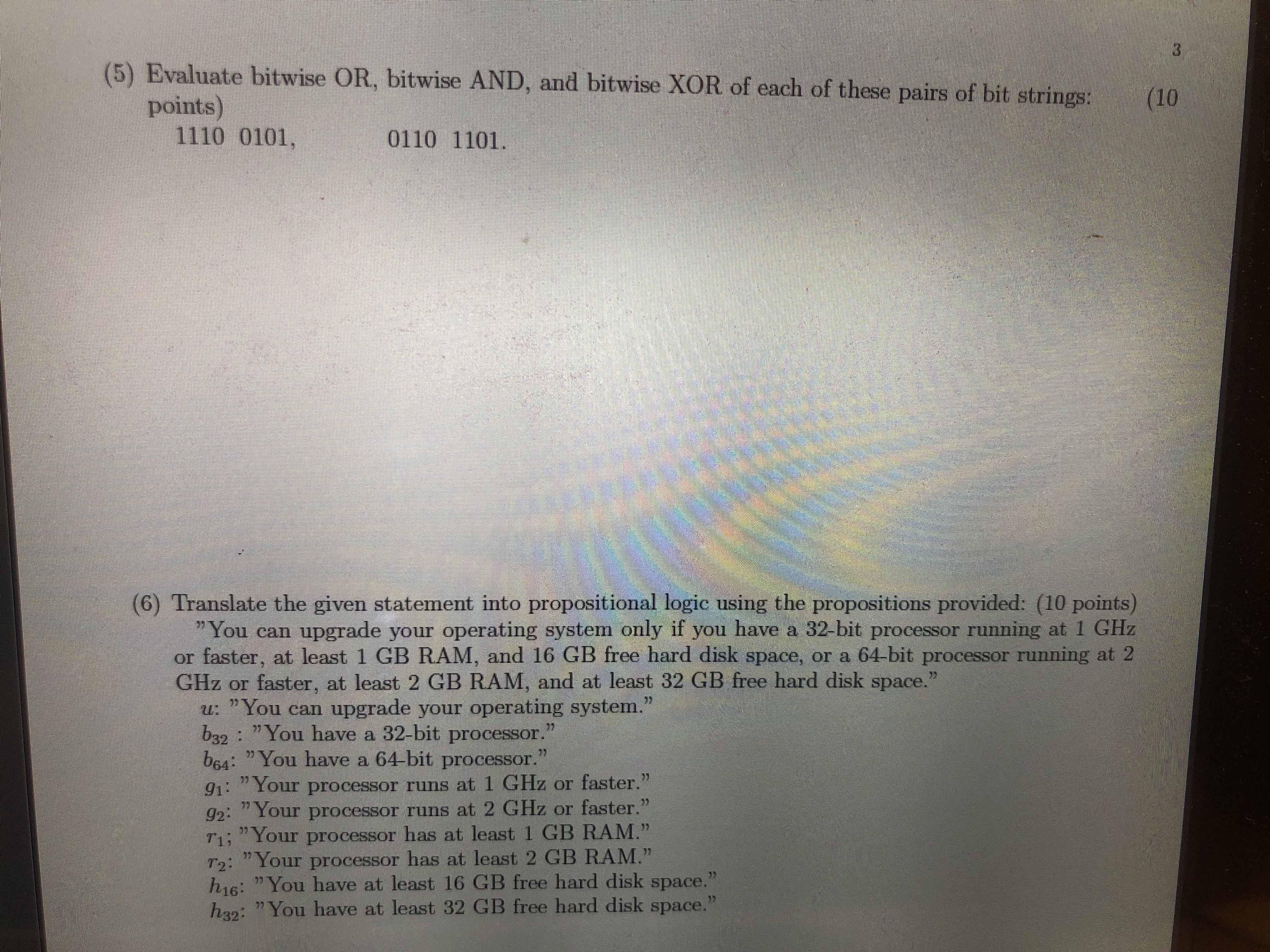 I need help for 4 and 5 \f(5) Evaluate bitwise