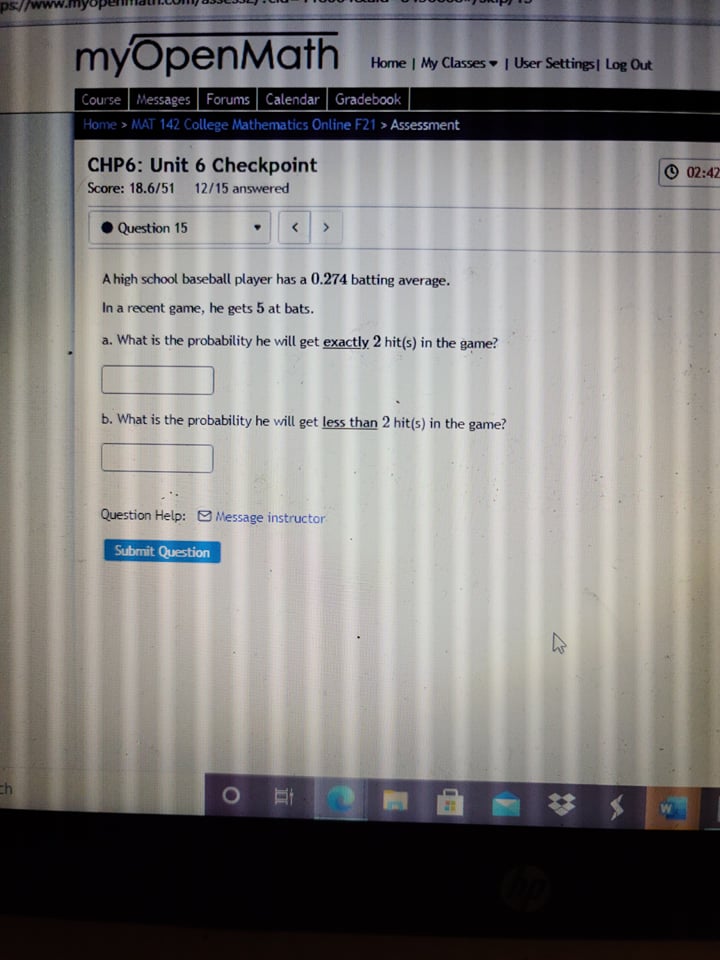 myOpenMath Home | My Classes . | User Settings |