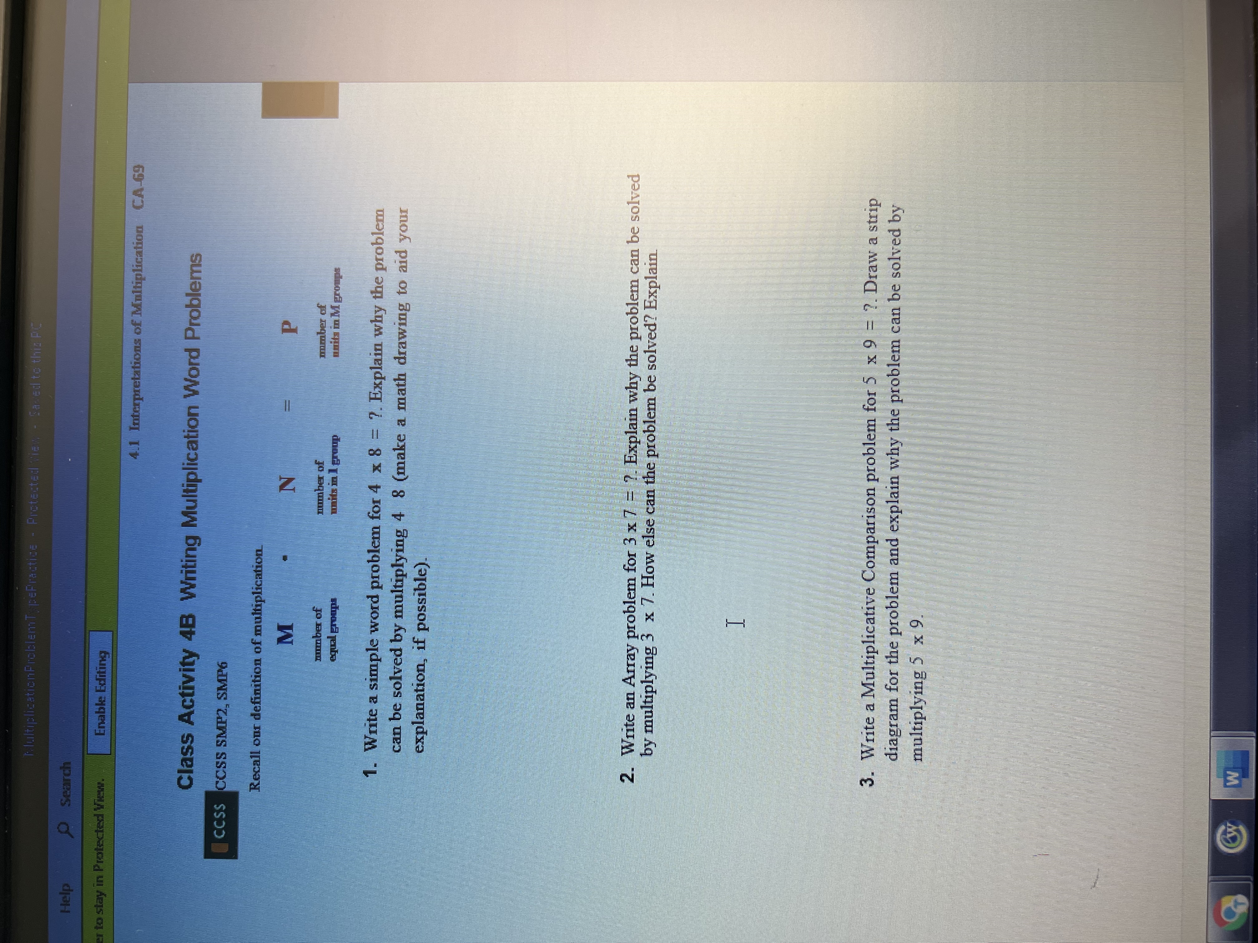 4.1 Interpretations of Multiplication Class