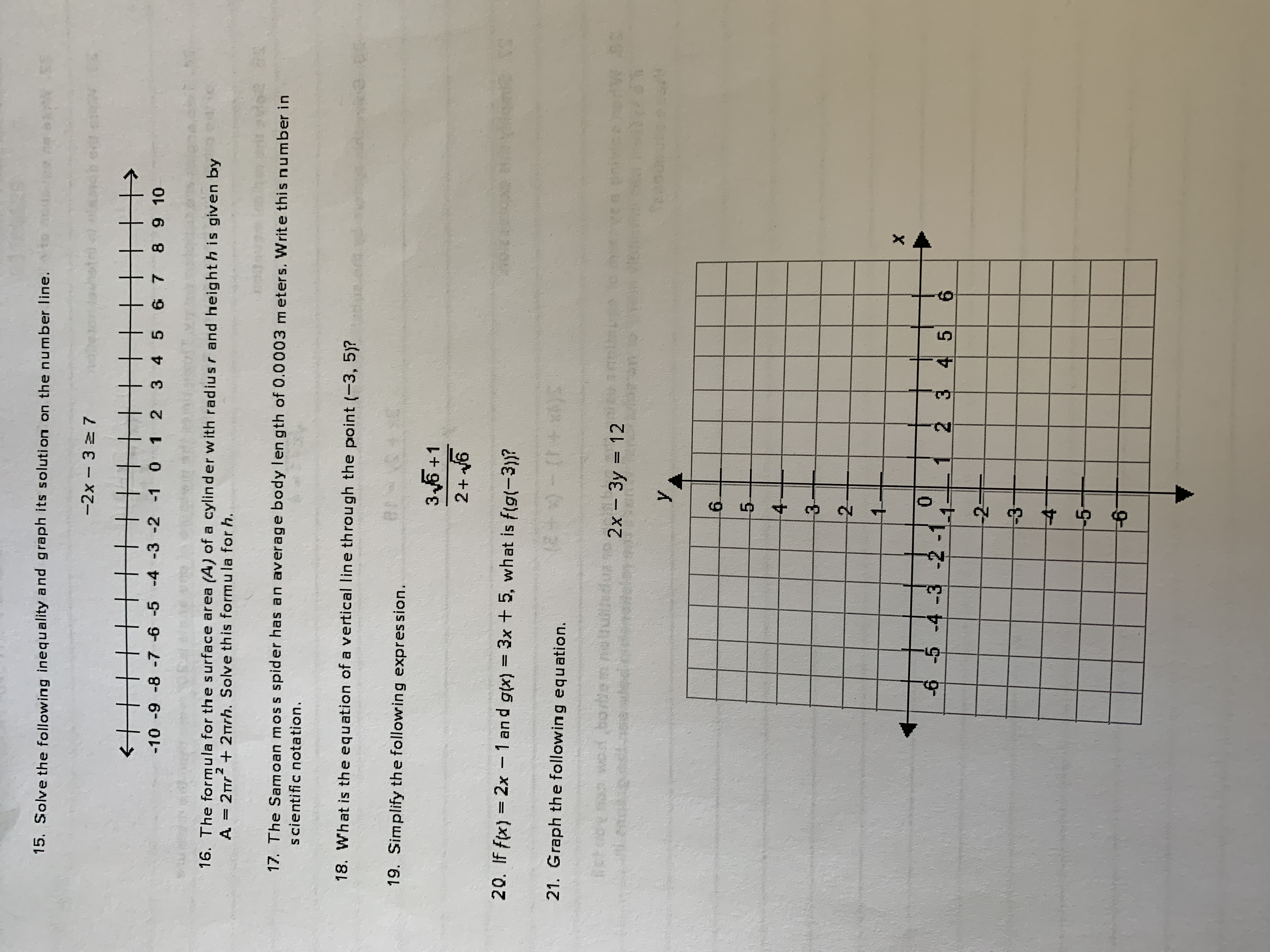 Please show work: 15. Solve the following