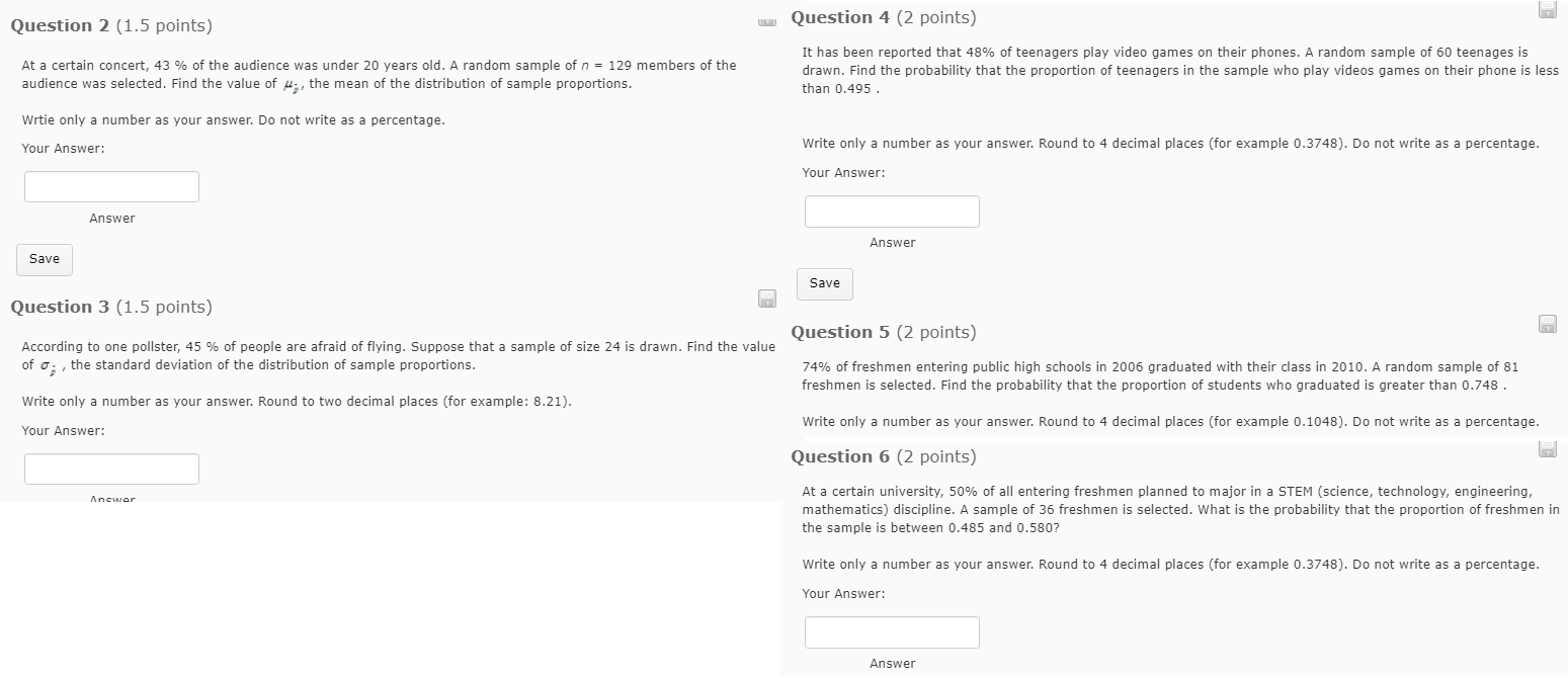 5 questions. Question 2 {1.5 points) we Question