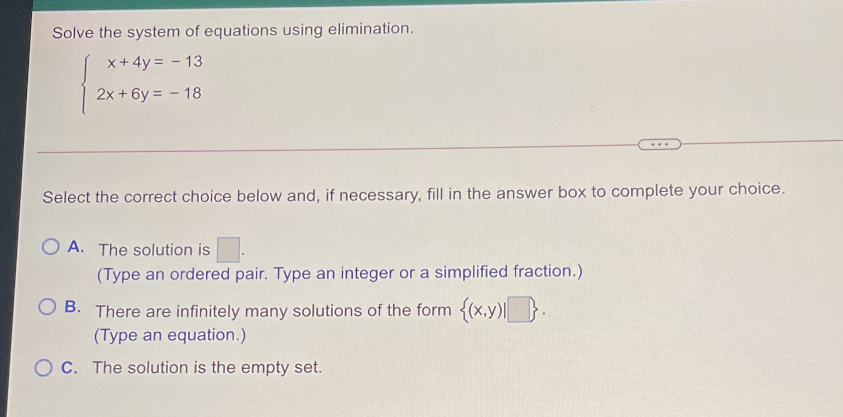 Solve the system of equations using elimination.