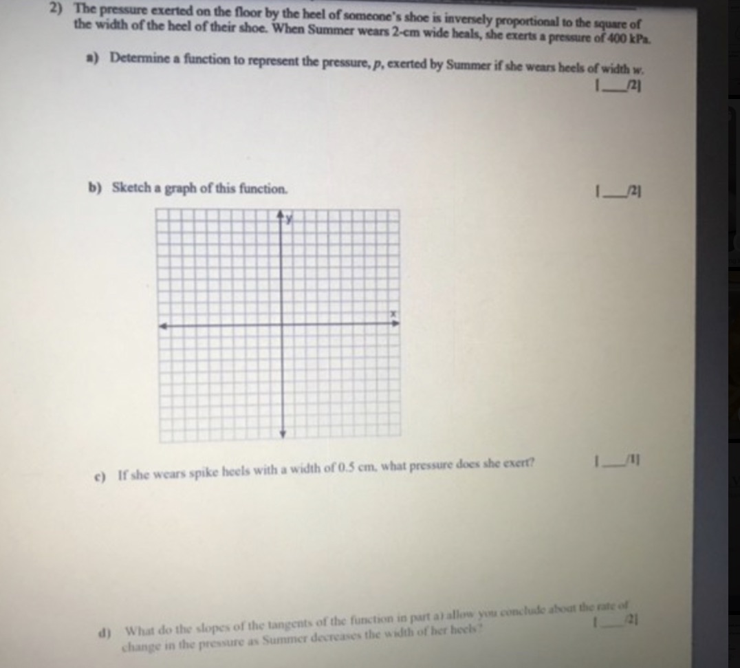 2) The pressure exerted on the floor by the heel