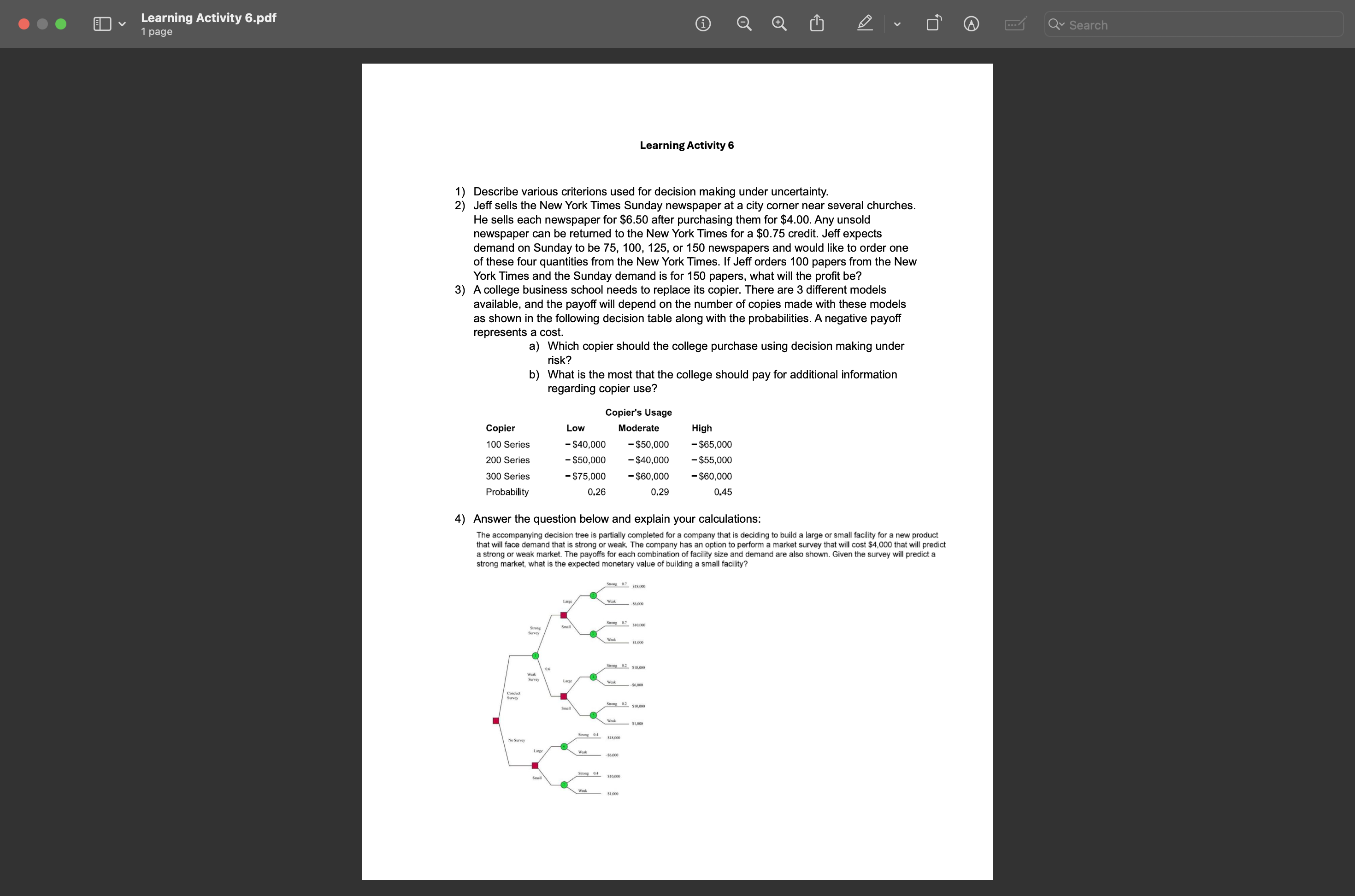 .. . Learning Activity 6.pdf A Q Search 1 page