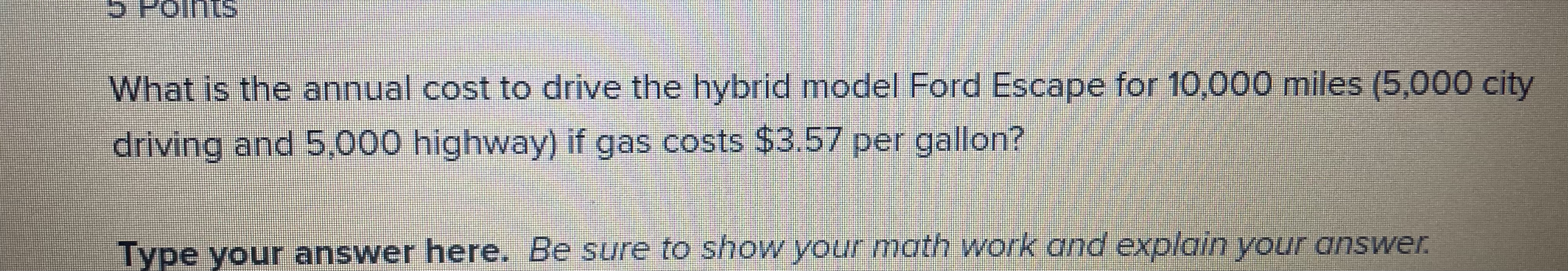 Points What is the annual cost to drive the