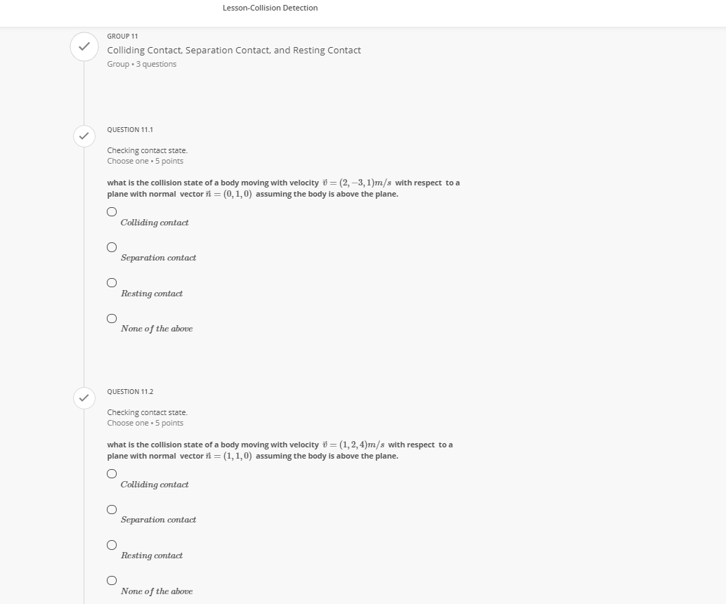 QUESTION 8 V Transforming a Point from Local