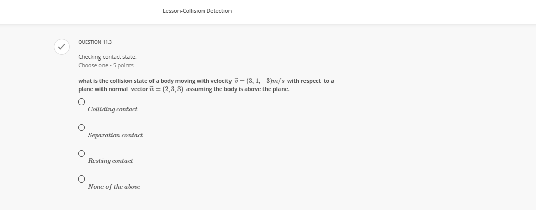 QUESTION 8 V Transforming a Point from Local