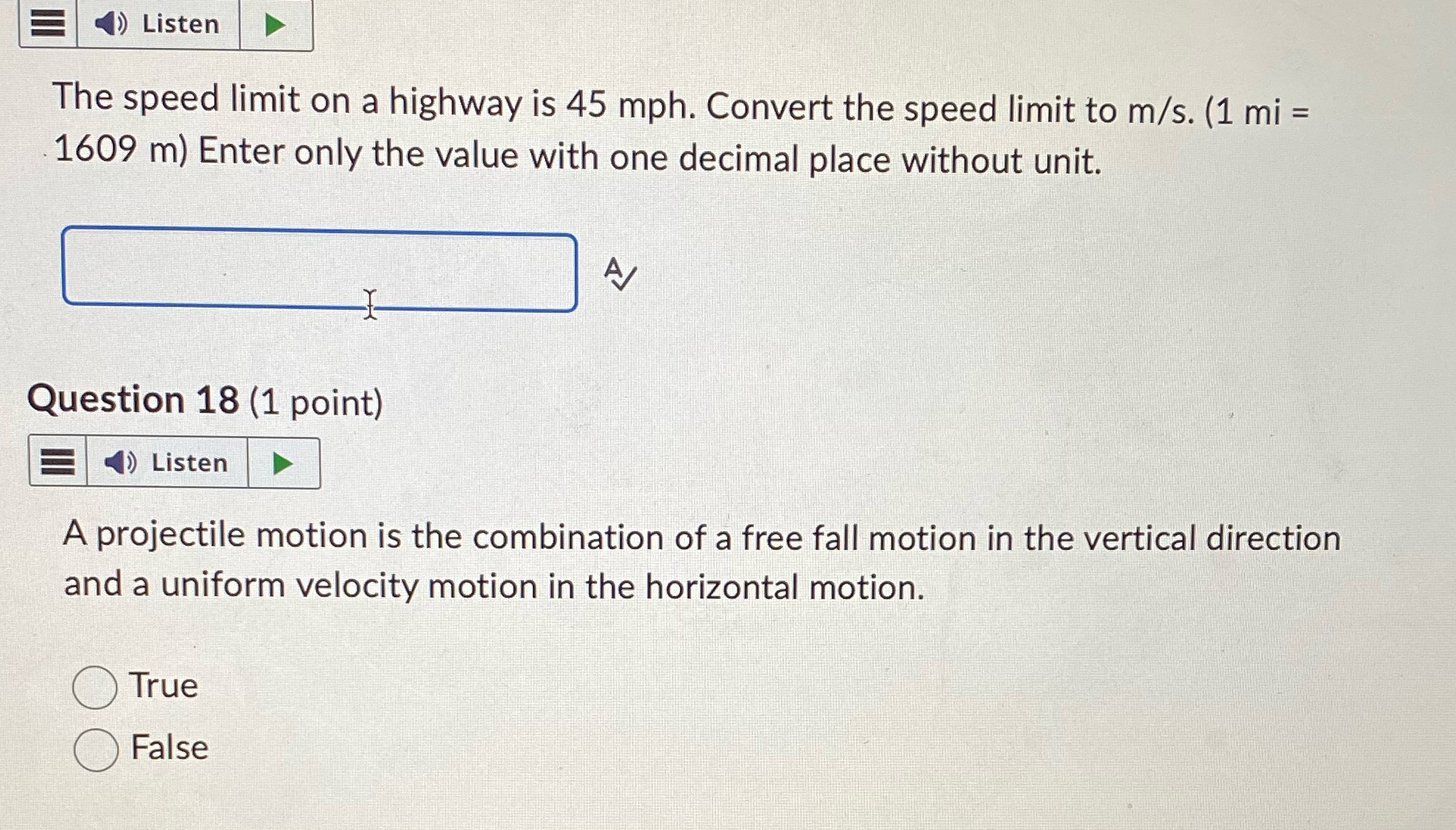 Listen The speed limit on a highway is 45 mph.