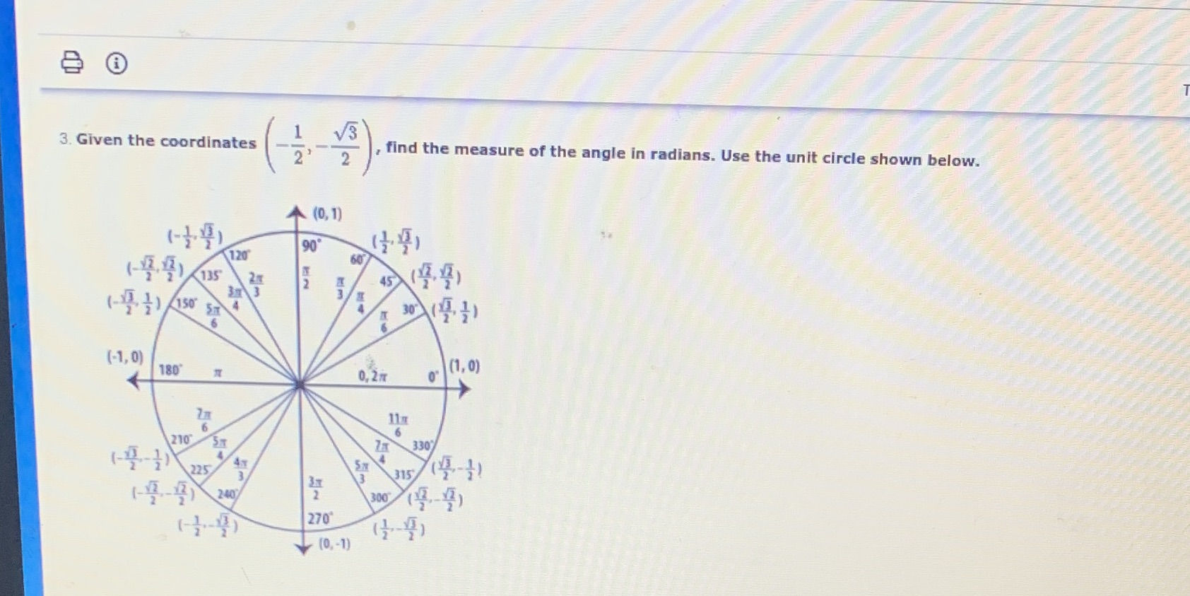 3. Given the coordinates No 2 , find the measure