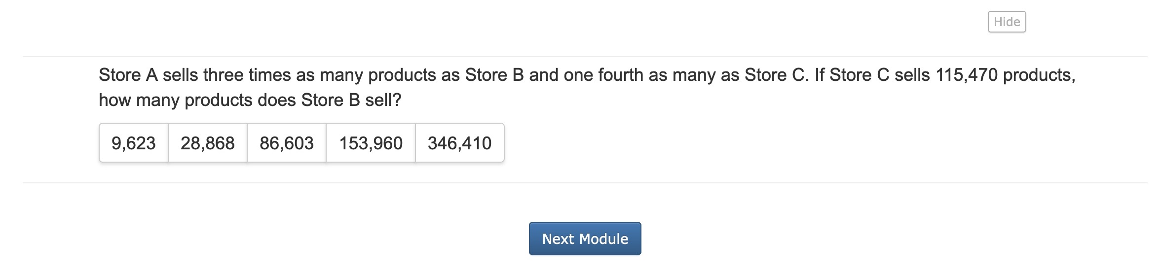 Store A sells three times as many products as