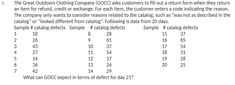 The Great Outdoors Clothing Company IIGOCC} asks