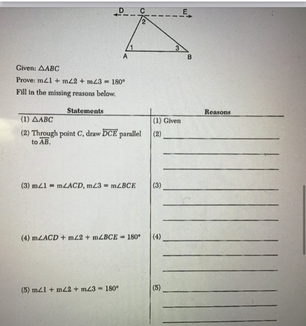 D C E 12 3 B Given: AABC Prove: m21 + mz2 + m23 =