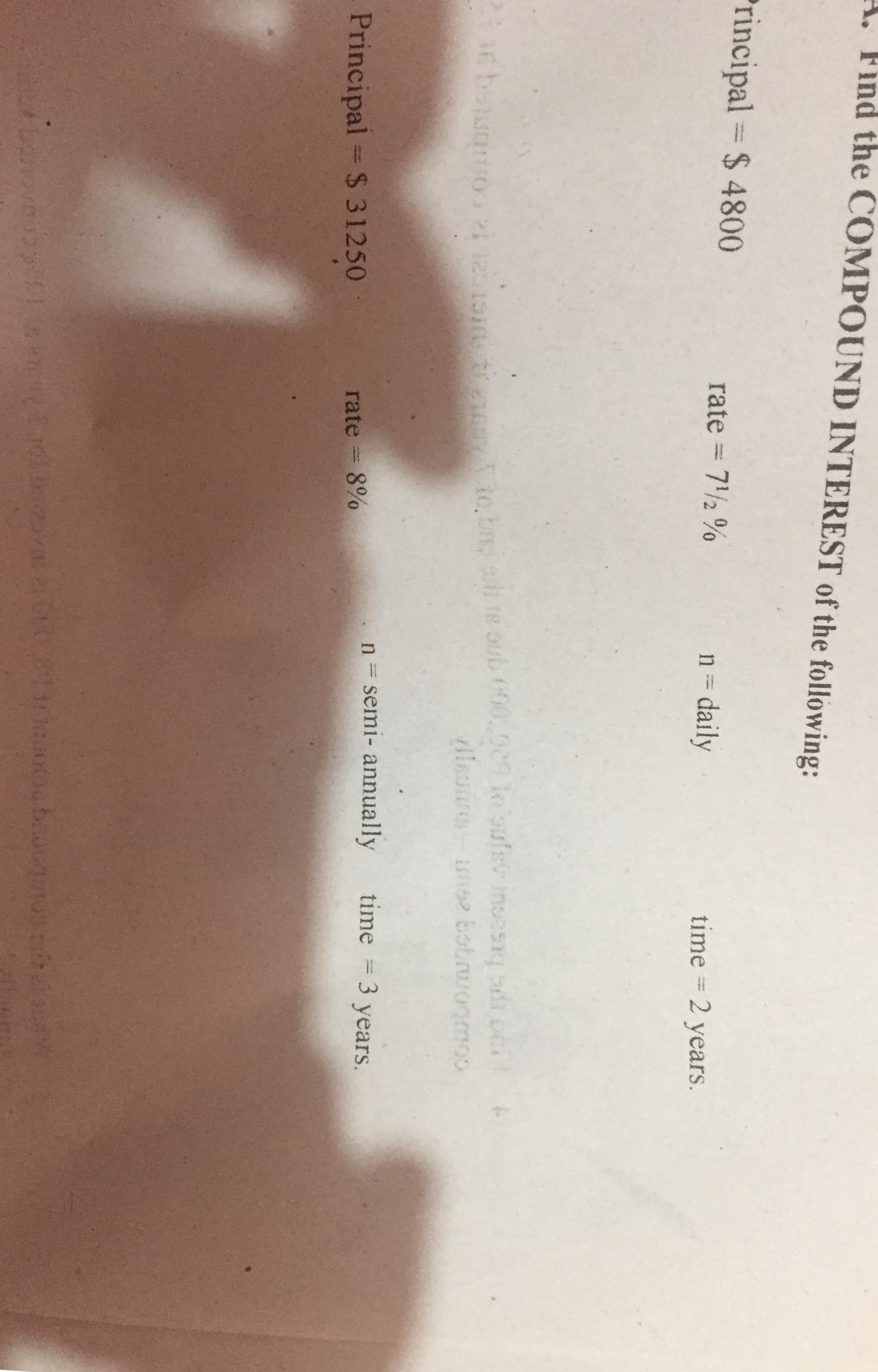 see attach, d0 ur best Find the COMPOUND INTEREST