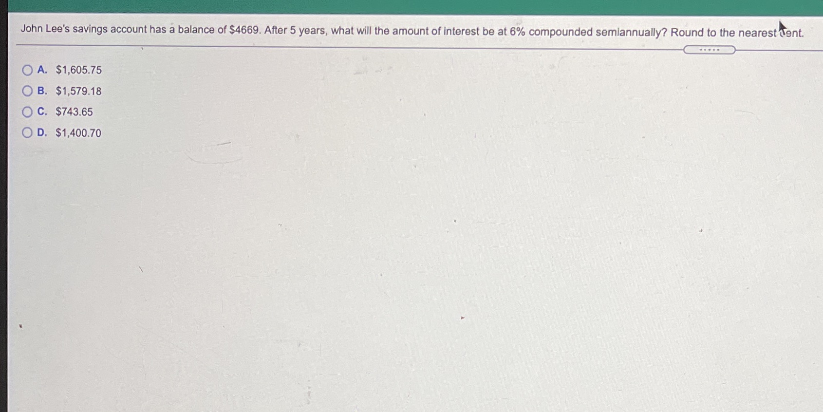 John Lee's savings account has a balance of