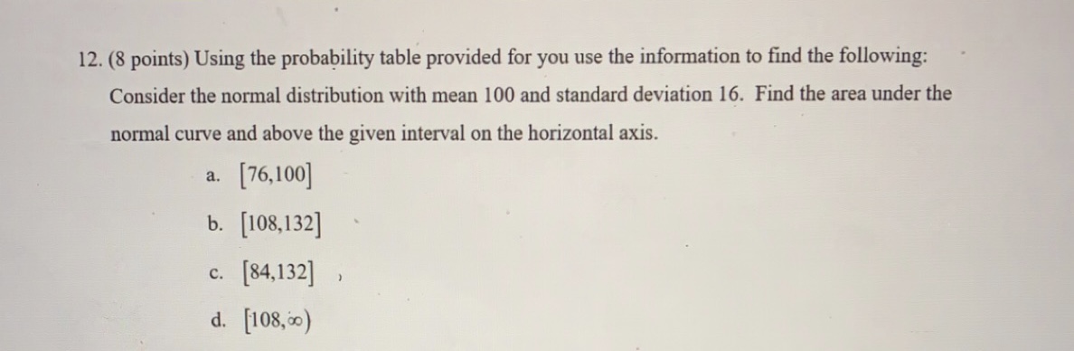 12. (8 points) Using the probability table