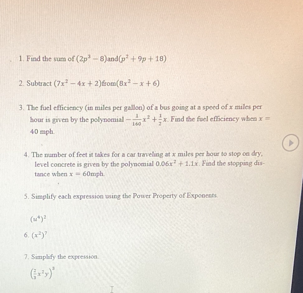 I'm confused. Please help 1. Find the sum of (2p3