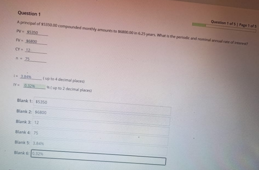 all answers Question 1 of 5 | Page 1 of 5