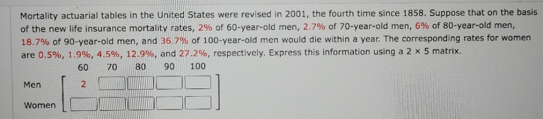 Finite Math 200 Question Help Mortality actuarial