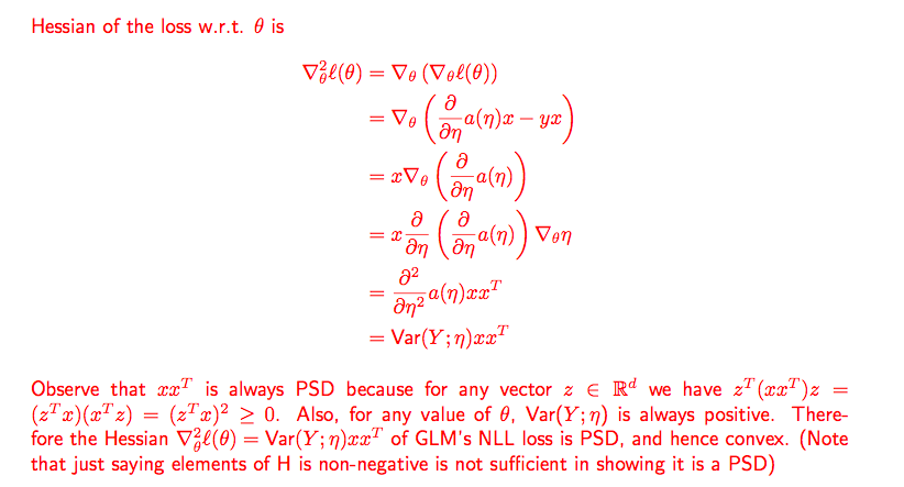 1. Convexity of Generalized Linear Models In this