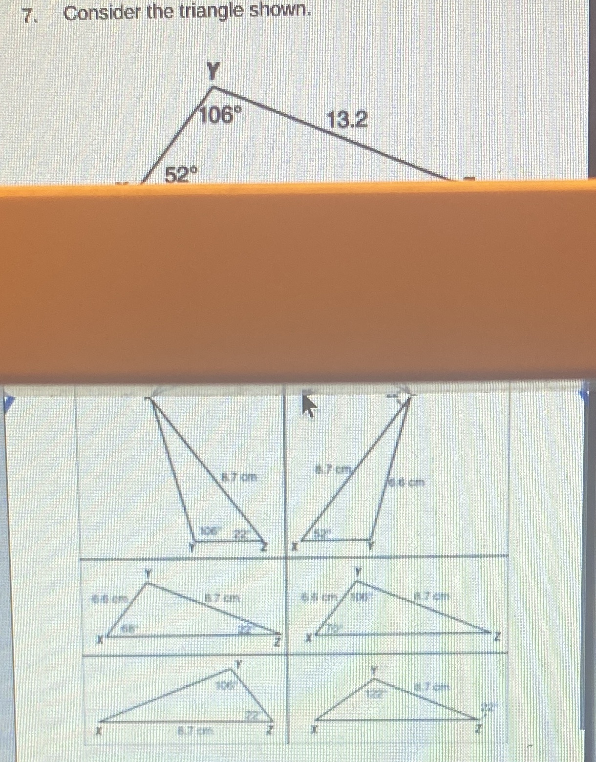 Consider the triangle shown.Click on the